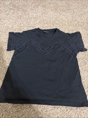 All saints size 2 Black Lace Trim Short Sleeve Tee